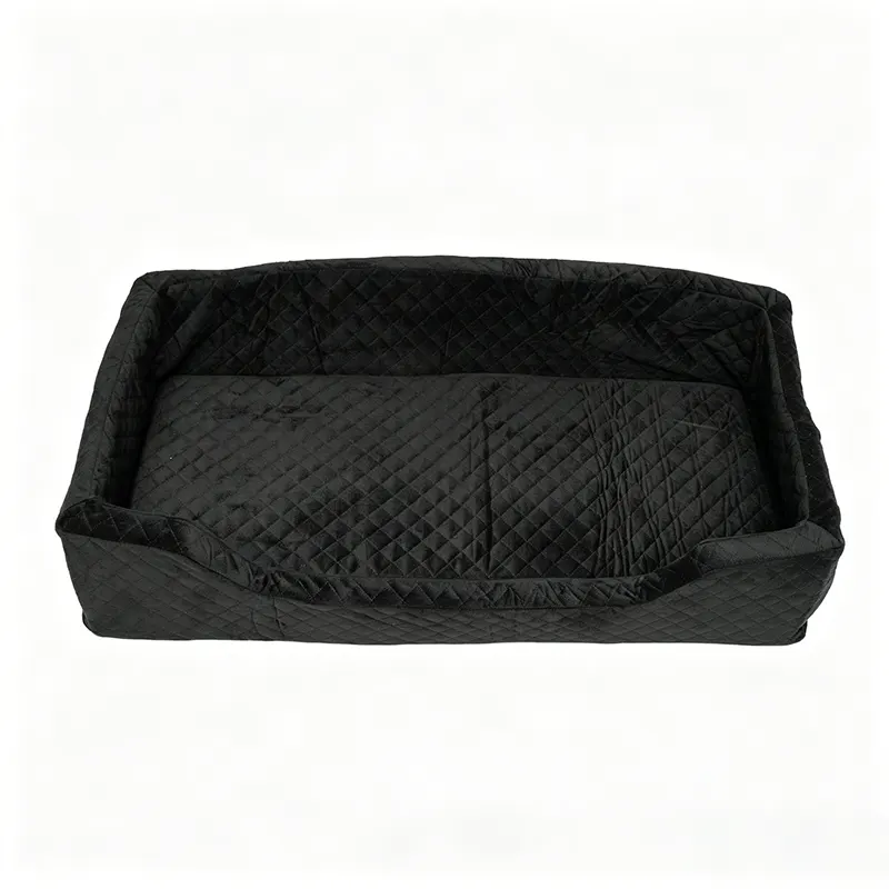 Black Quilted Bolster Pet Bed